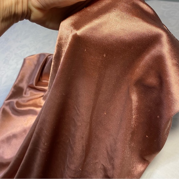 Drapey Cowl Neck Bodysuit Silky Shiny Rose Sleeveless Top Blouse Dressy Wom Sm - Picture 8 of 15